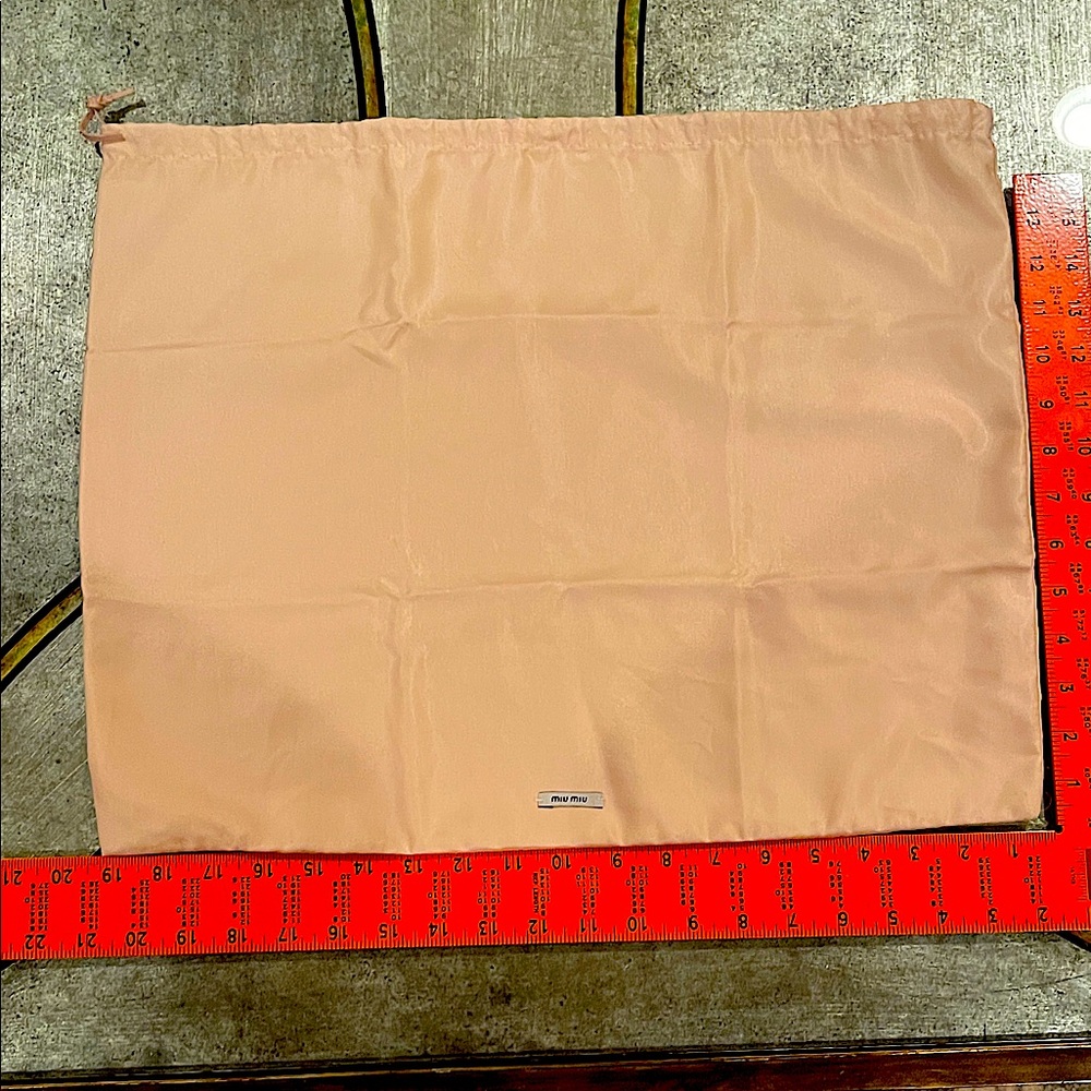 NWOT 14.5x19.5” Miu Miu Handbag Dust Cover, Blush Pink